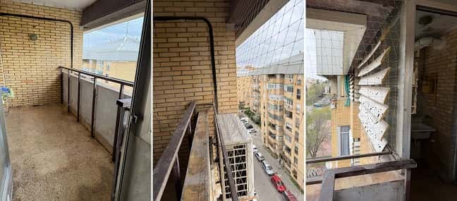 Red de protección contra palomas instalada en el balcón